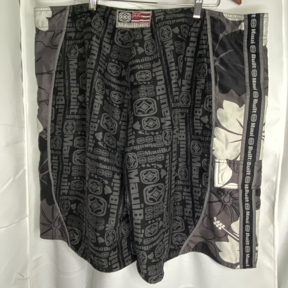 Maui Built Hawaii Board Shorts Pocket All Over Print Swim Surf Men's Size 44 - Picture 2 of 5